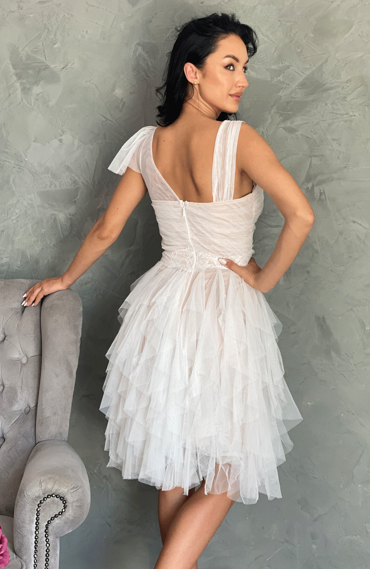 Rochie de ocazie din tull alb 4