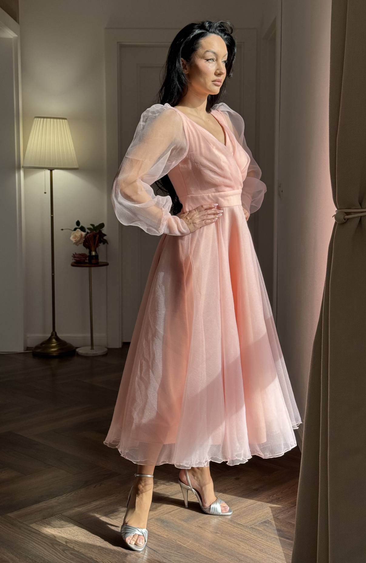 Rochie de ocazie eleganta midi din tull 4