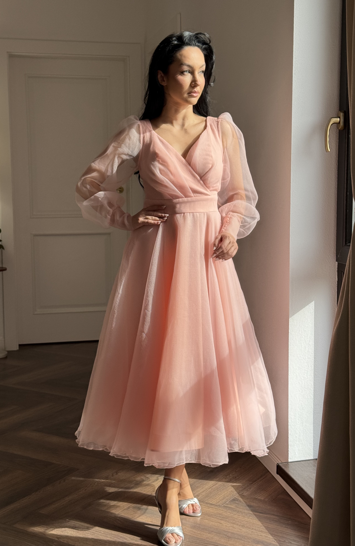 Rochie de ocazie eleganta midi din tull 5
