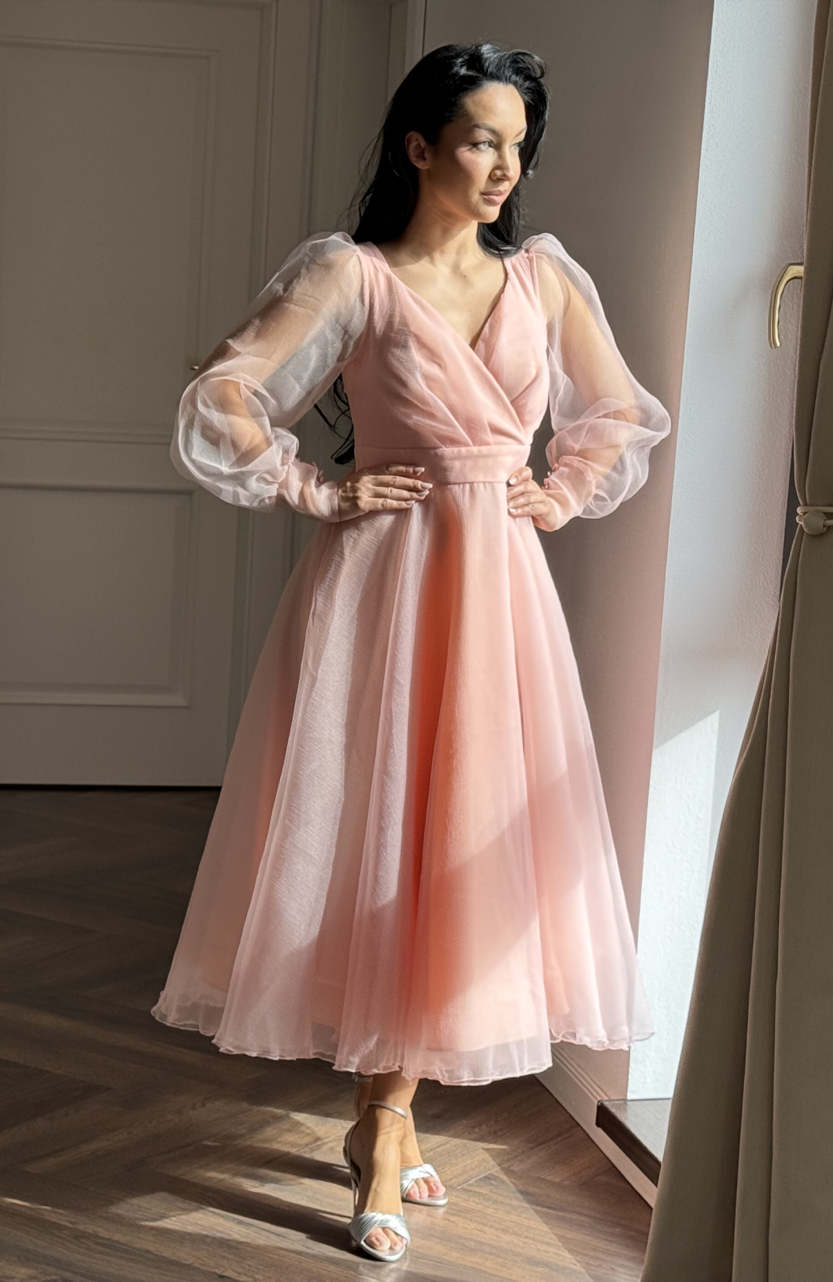Rochie de ocazie eleganta midi din tull 3