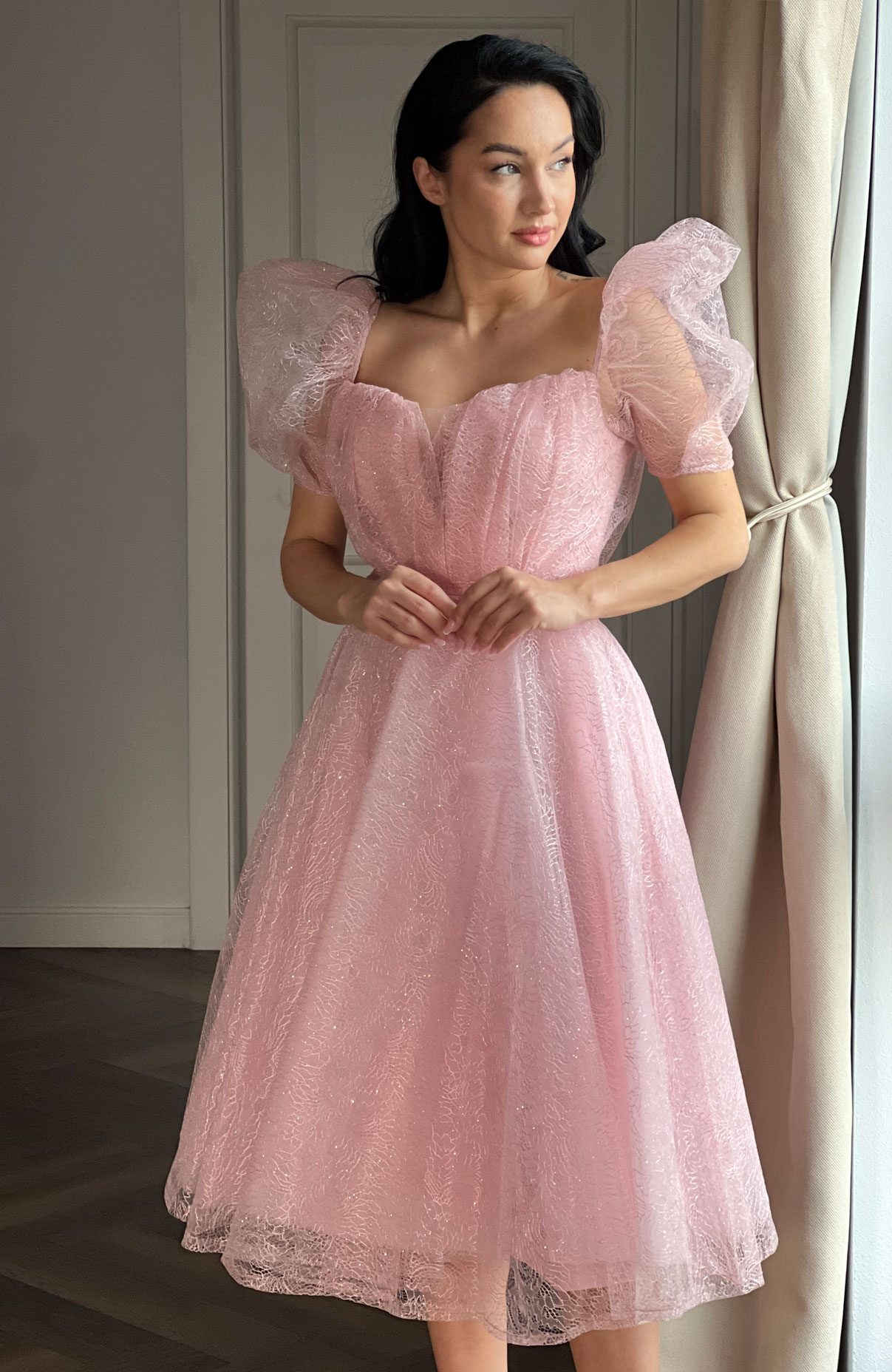 Rochie de ocazie eleganta roz 5