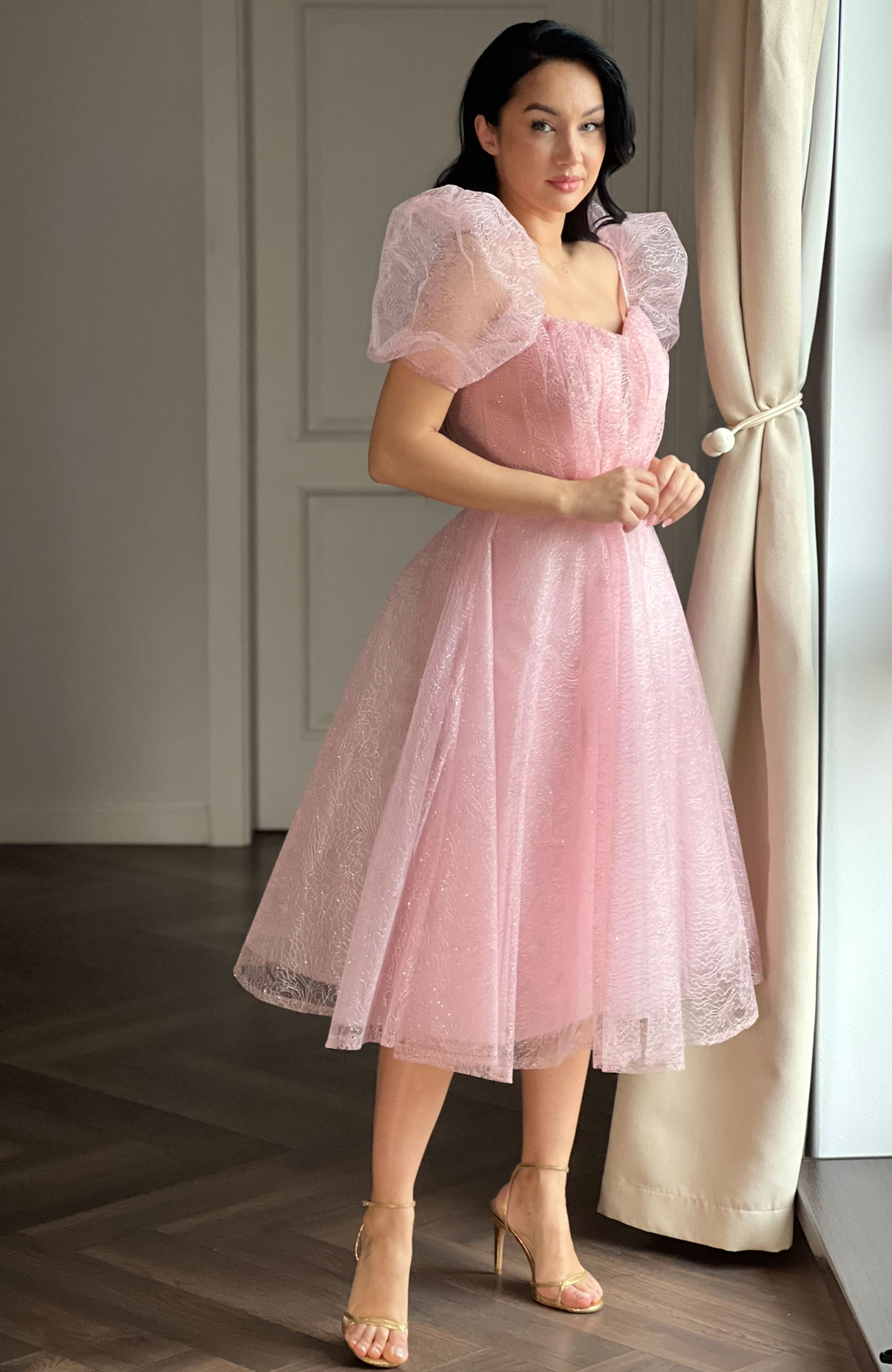 Rochie de ocazie eleganta roz 3