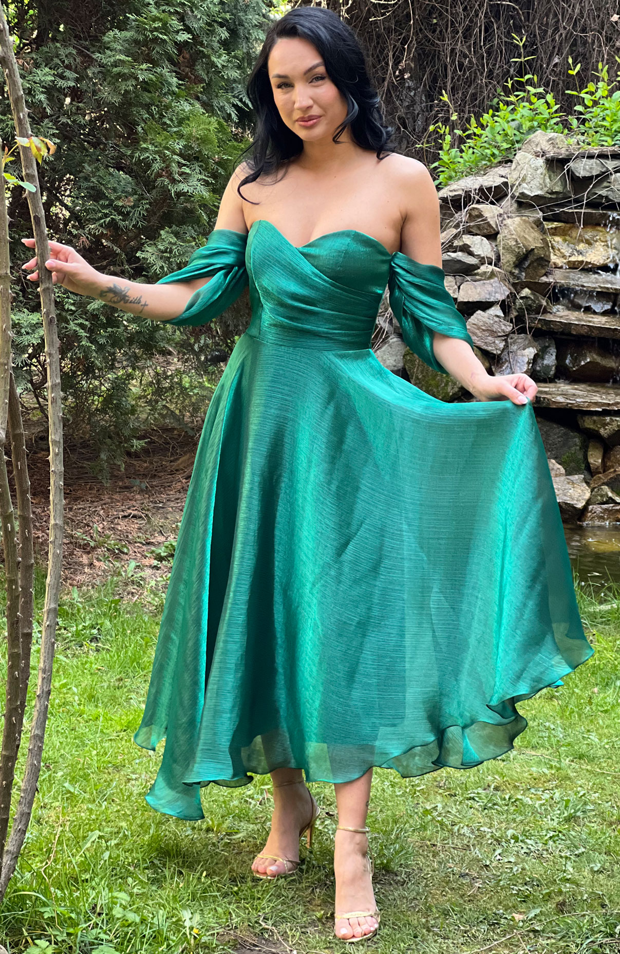 Rochie de ocazie eleganta verde din organza 4