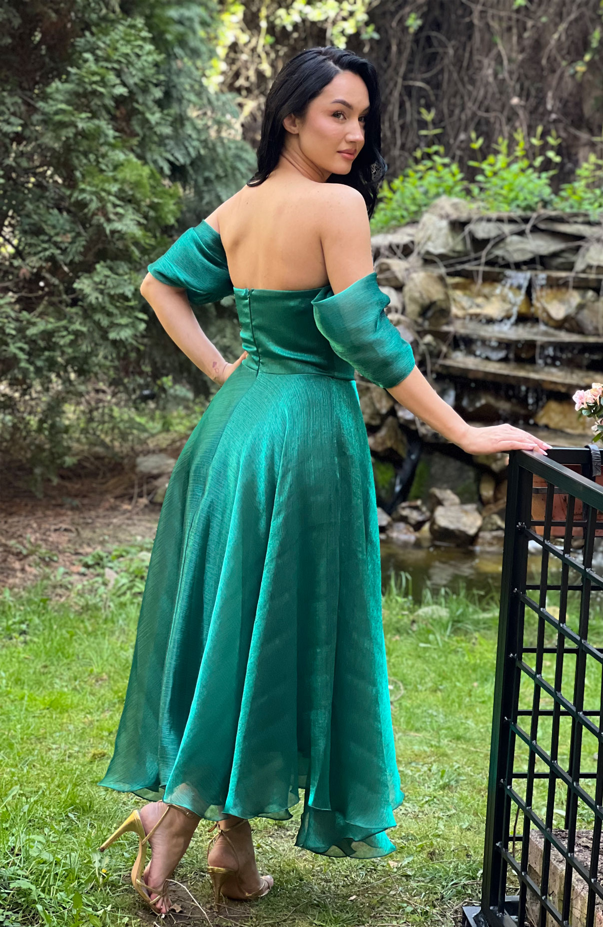 Rochie de ocazie eleganta verde din organza 9