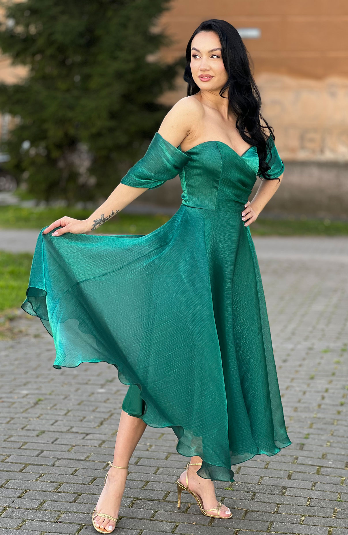 Rochie de ocazie eleganta verde din organza 5
