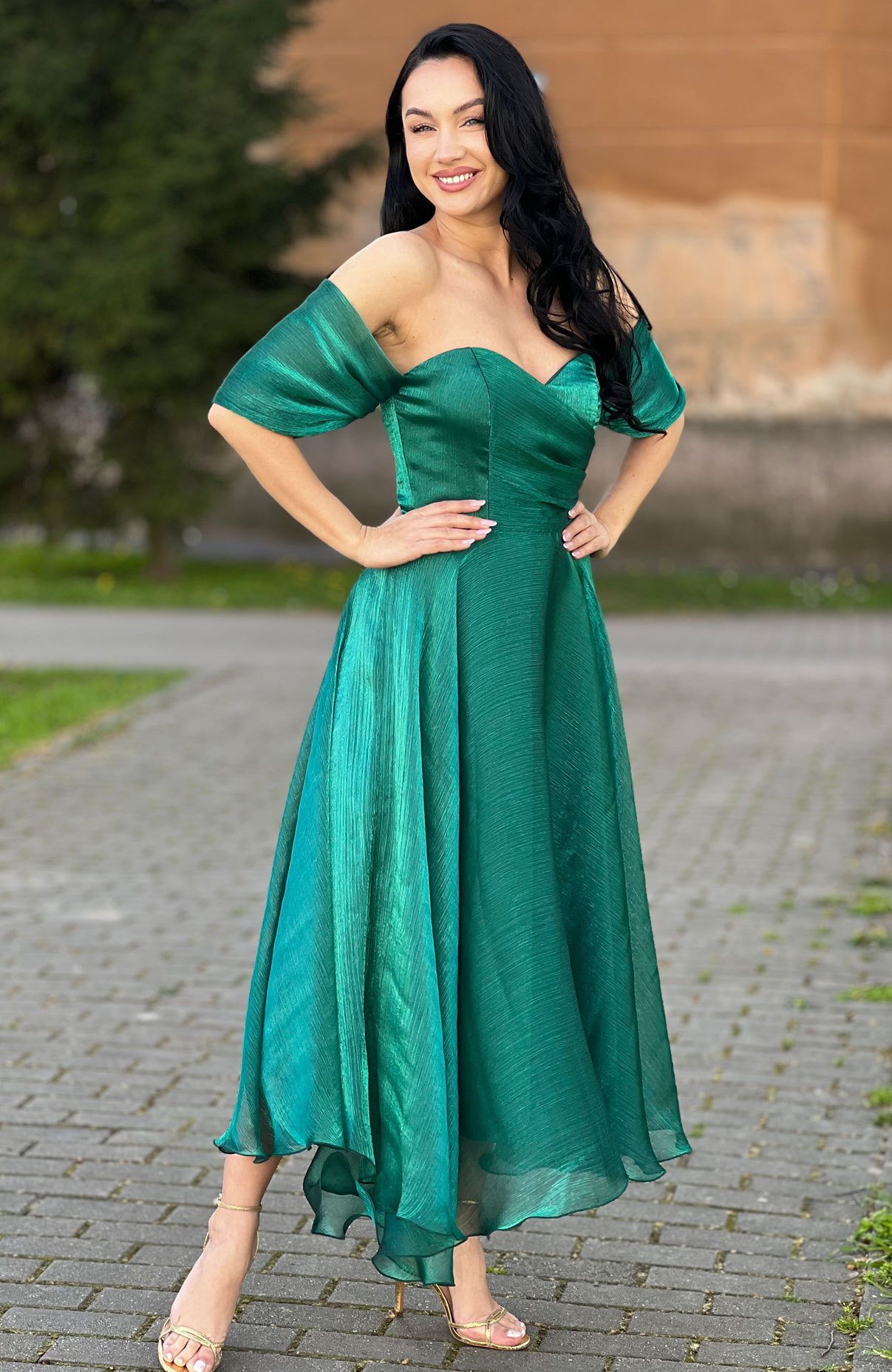 Rochie de ocazie eleganta verde din organza 6