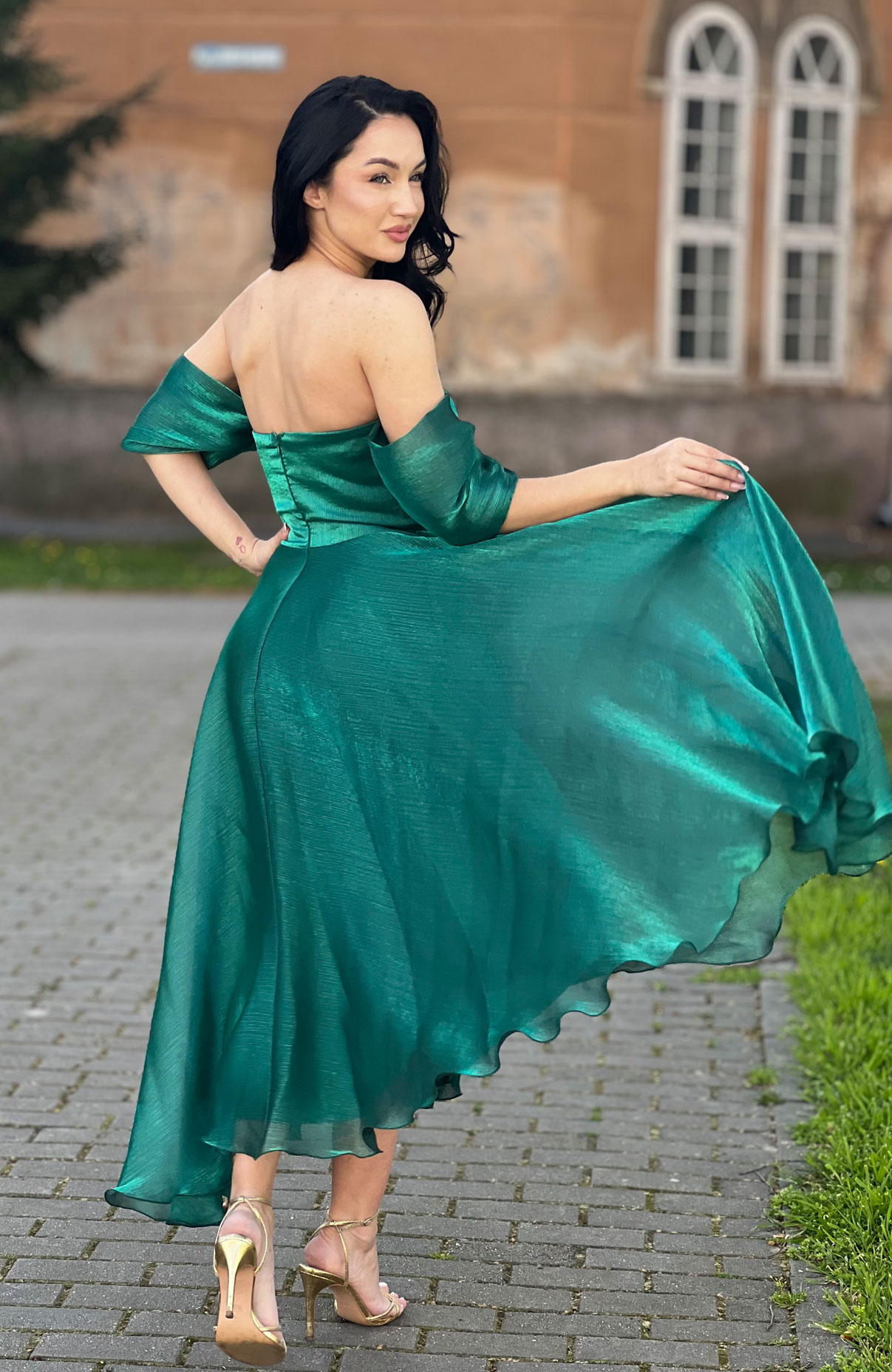 Rochie de ocazie eleganta verde din organza 7
