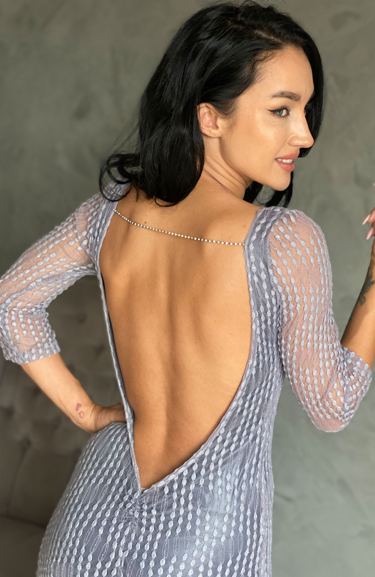 Rochie de ocazie lunga gri cu spatele decupat 7