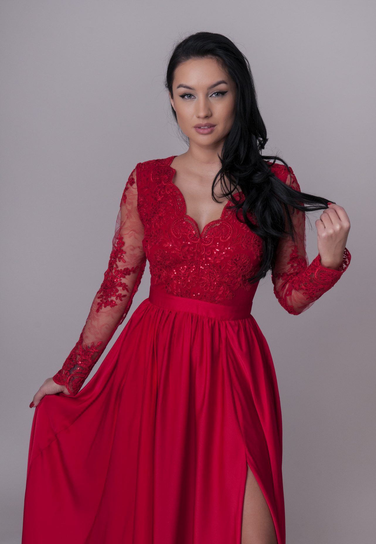 Rochie de ocazie lunga rosie 2