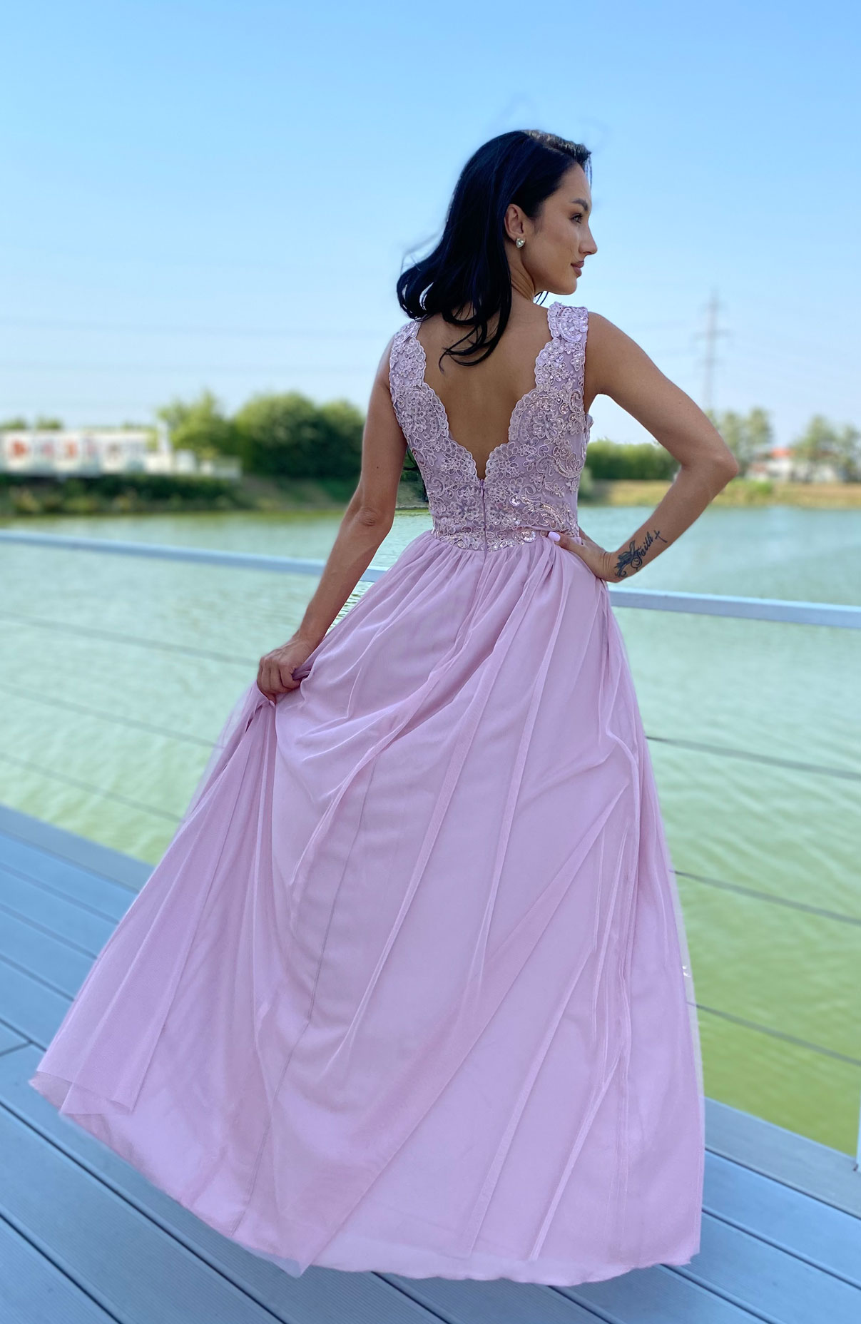Rochie de ocazie lunga cu dantela 6