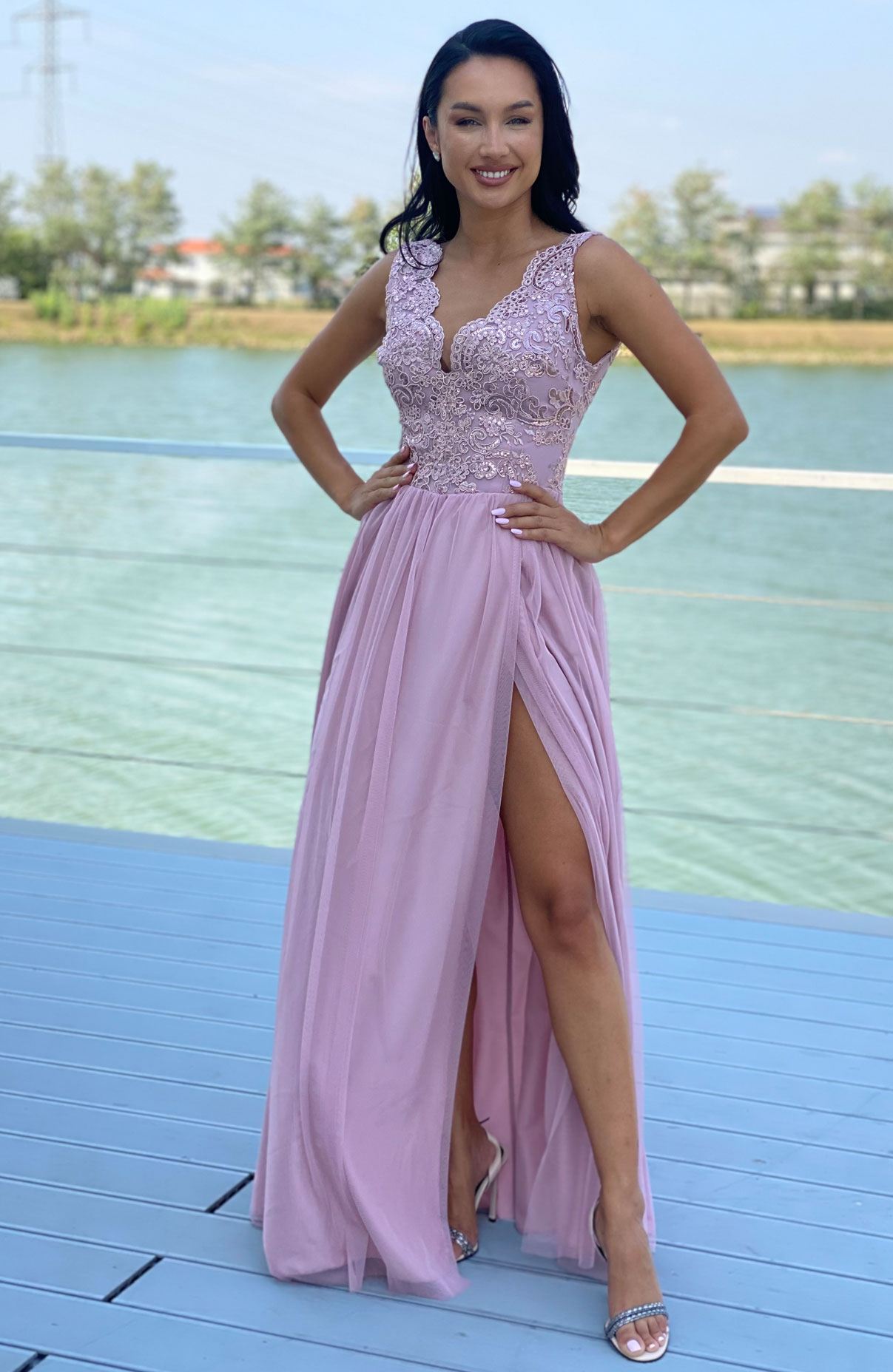 Rochie de ocazie lunga cu dantela 2