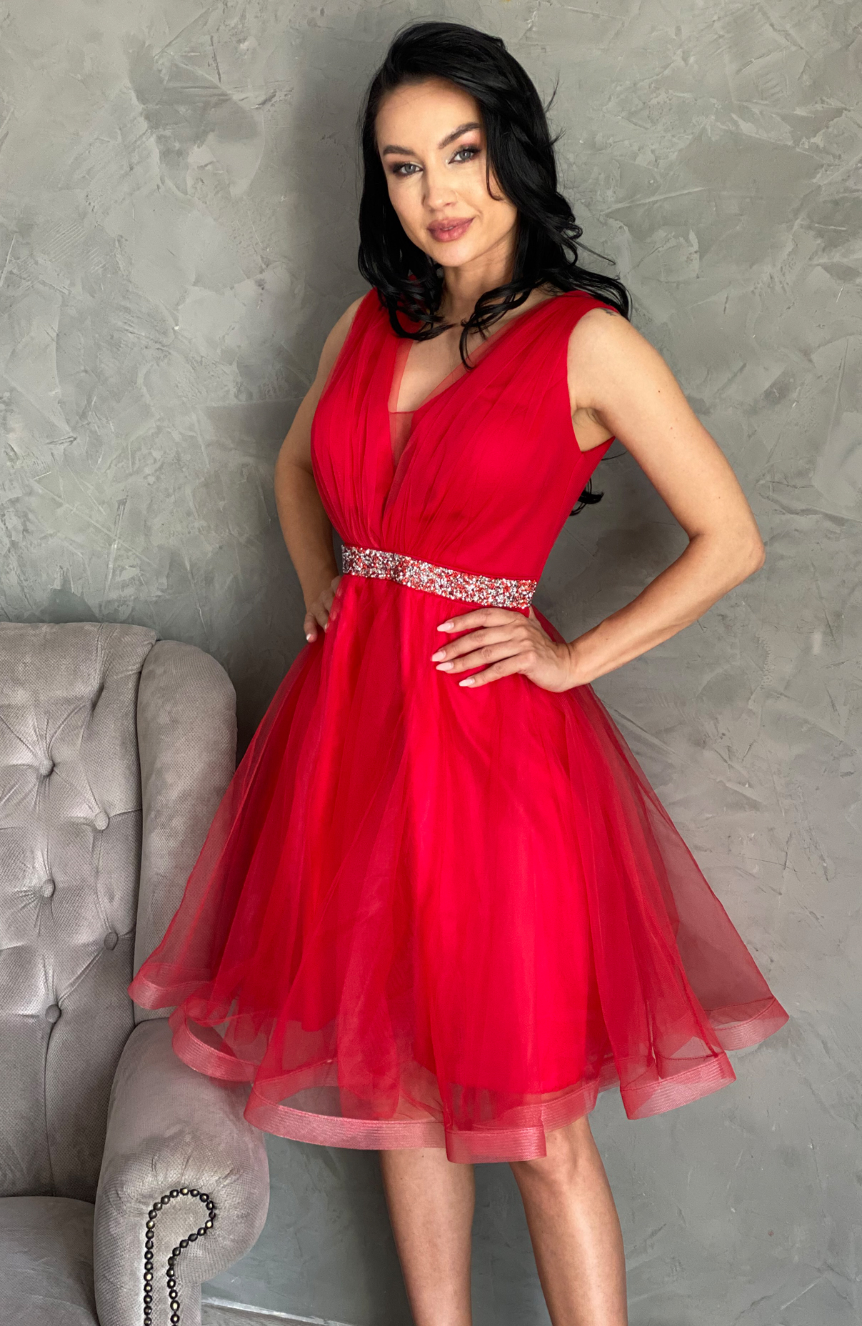 Rochie de ocazie midi rosie 3