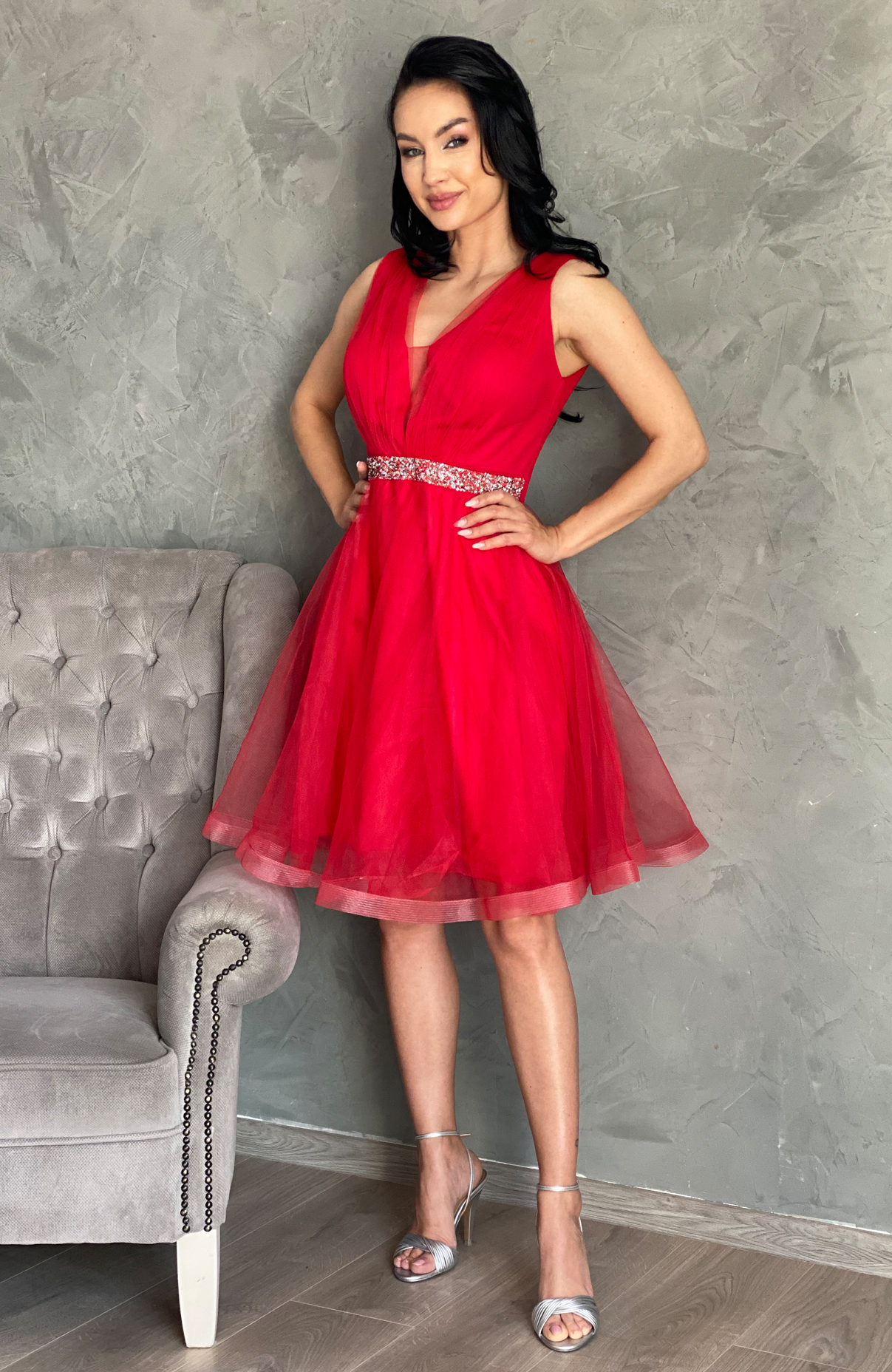 Rochie de ocazie midi rosie 5