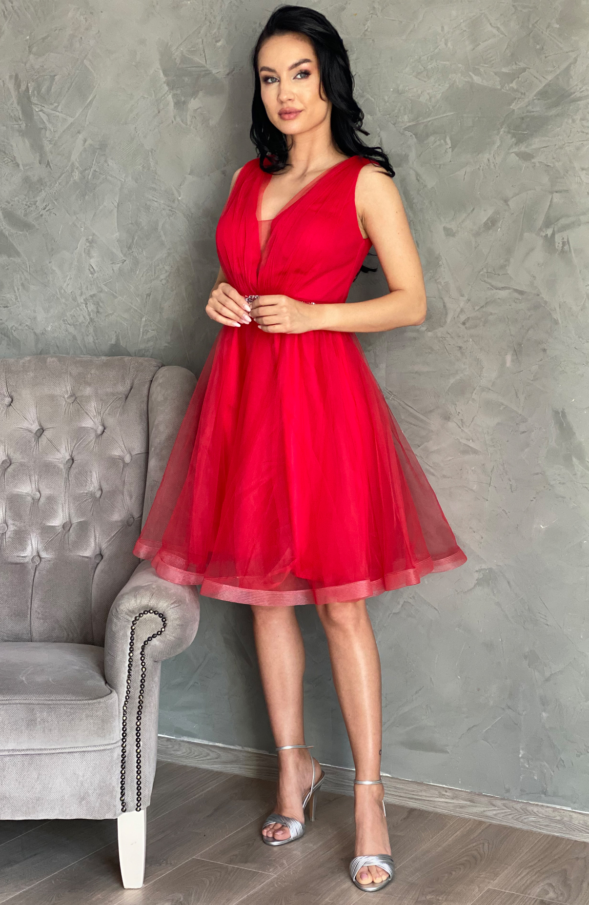 Rochie de ocazie midi rosie 2