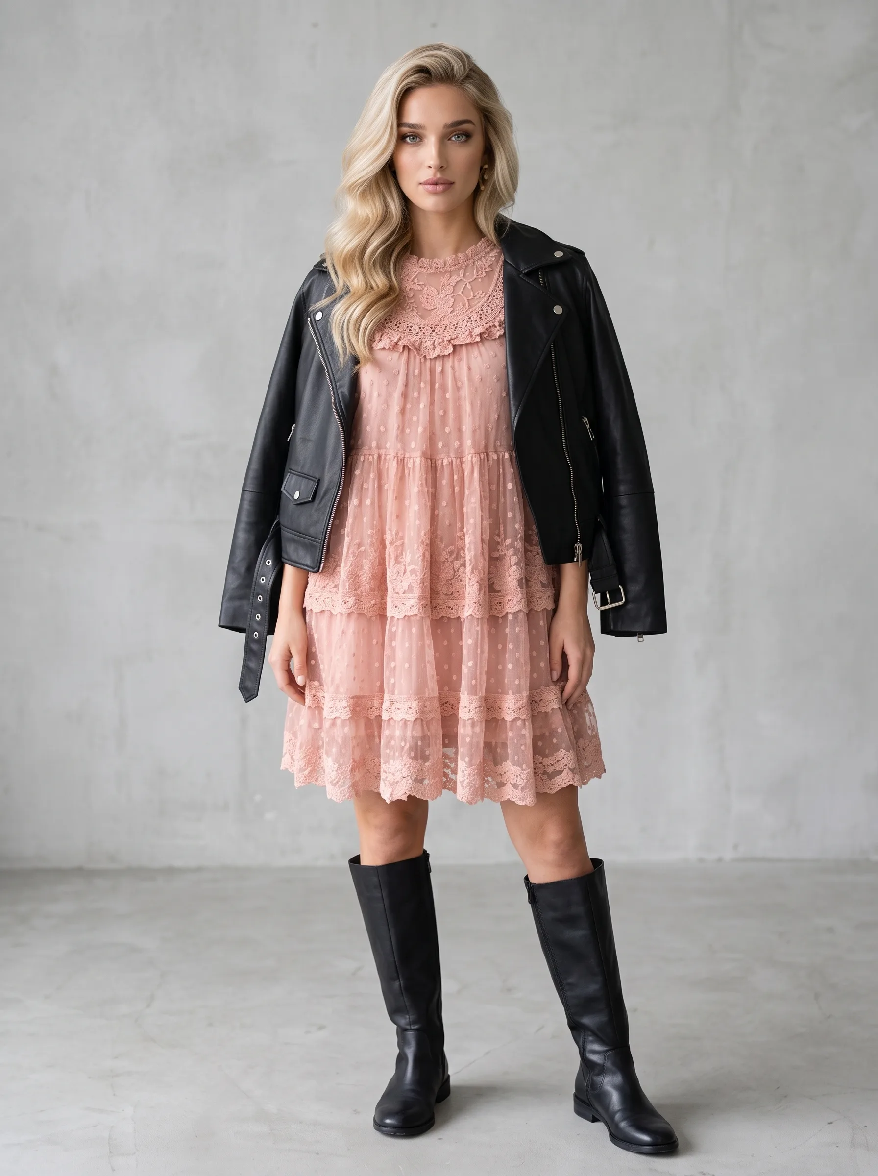 Rochie de ocazie roz cu broderie dantela