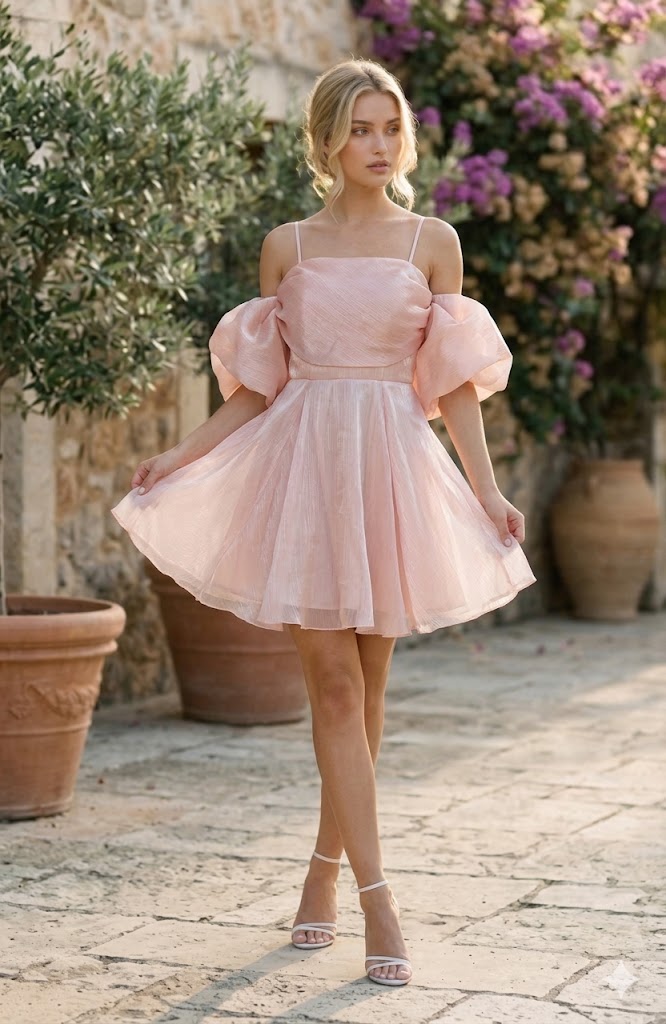 Rochie de ocazie roz cu funda 3