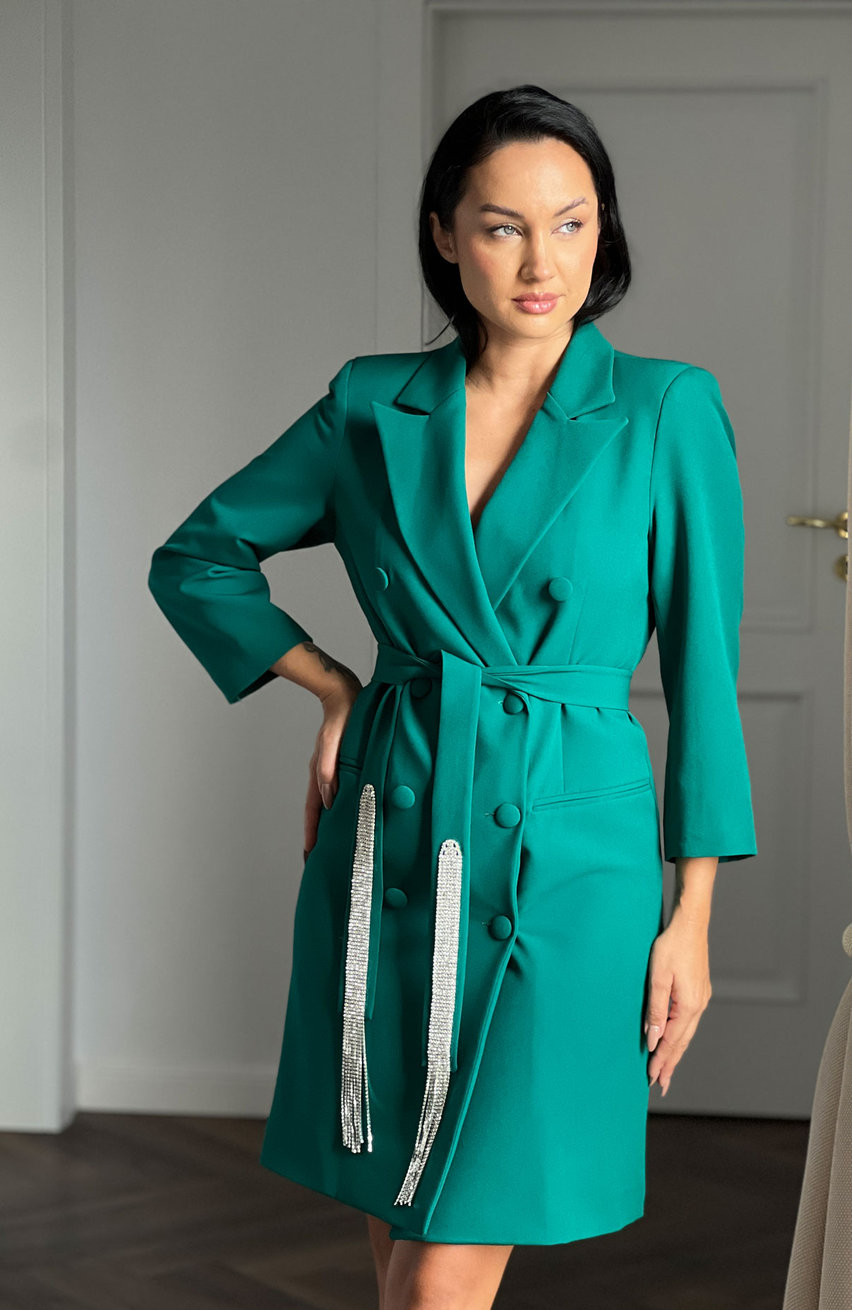 Rochie de ocazie tip sacou verde 2