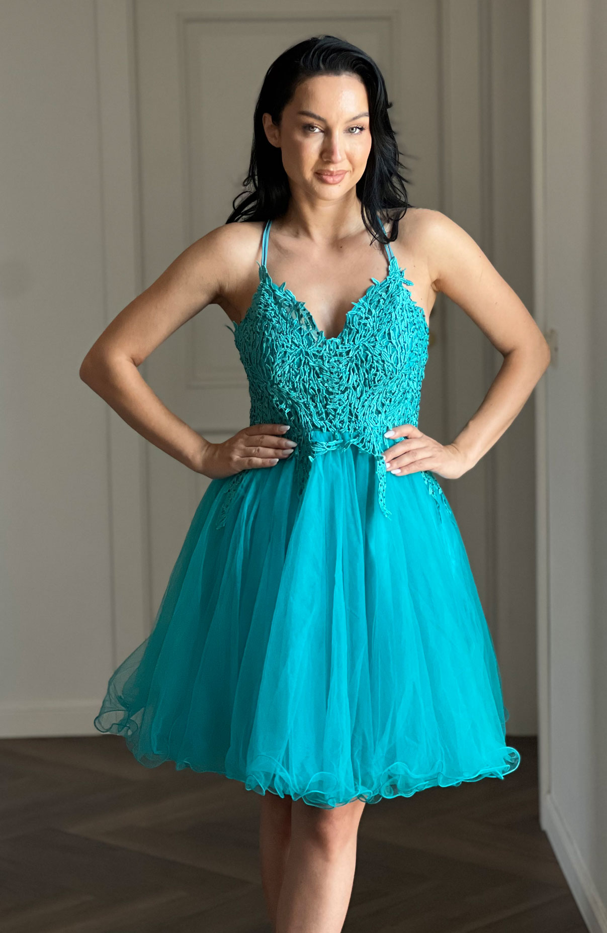 Rochie de ocazie verde turcoaz 7