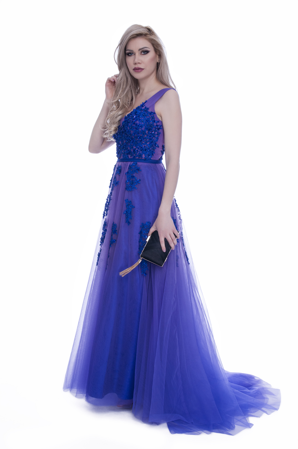 Rochie din dantela si tul lunga in degrade 2