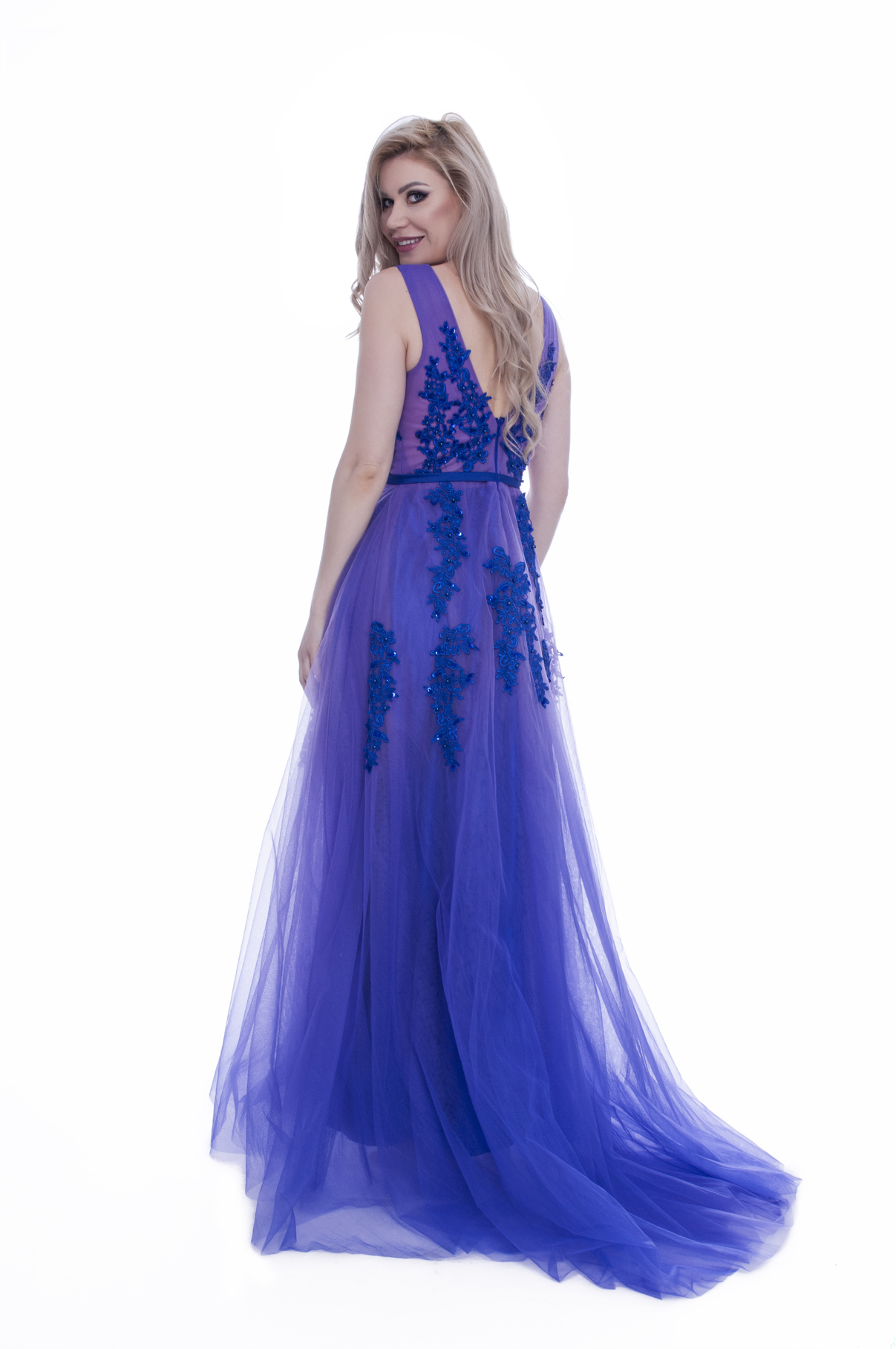 Rochie din dantela si tul lunga in degrade 3