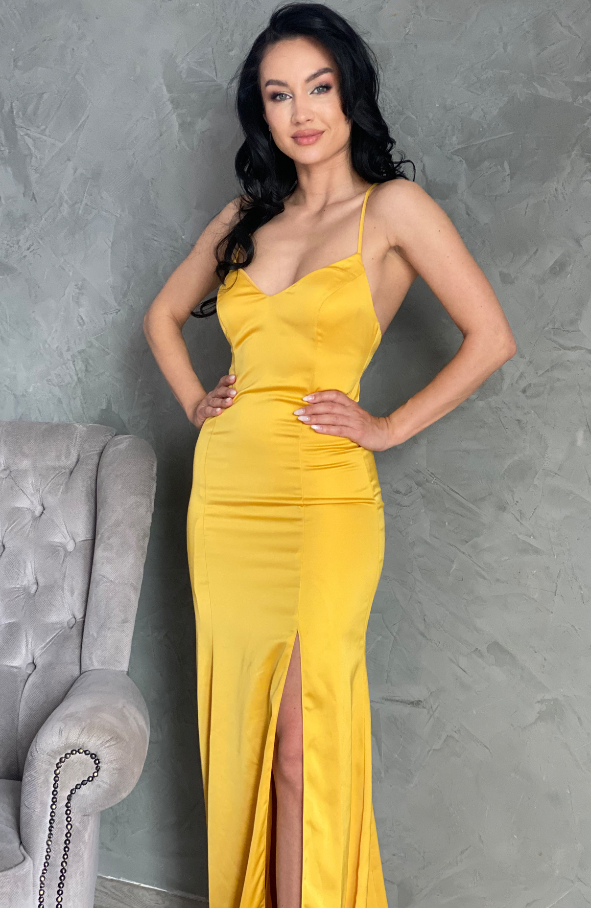 Rochie din satin lunga eleganta 6