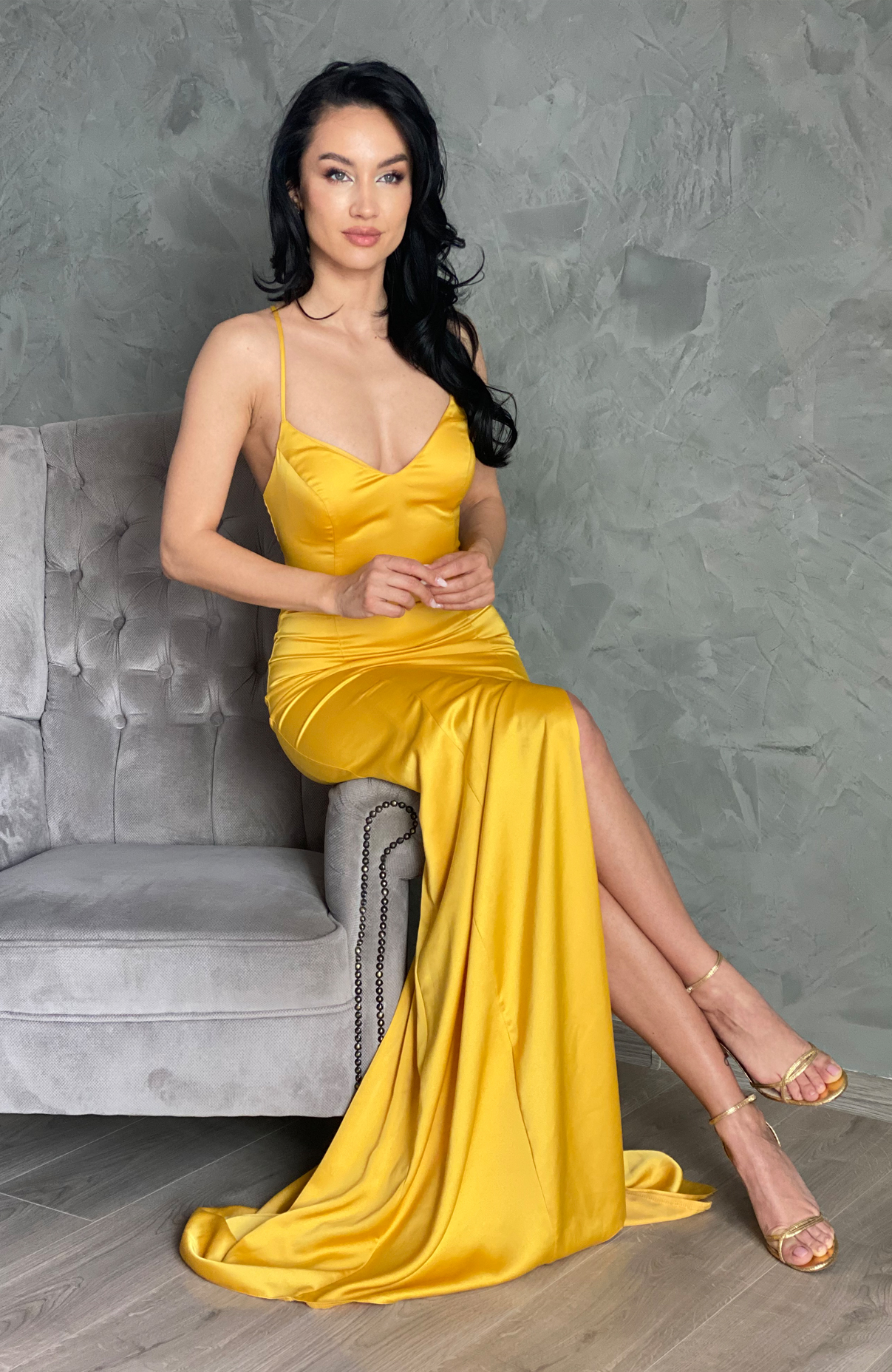 Rochie din satin lunga eleganta 5