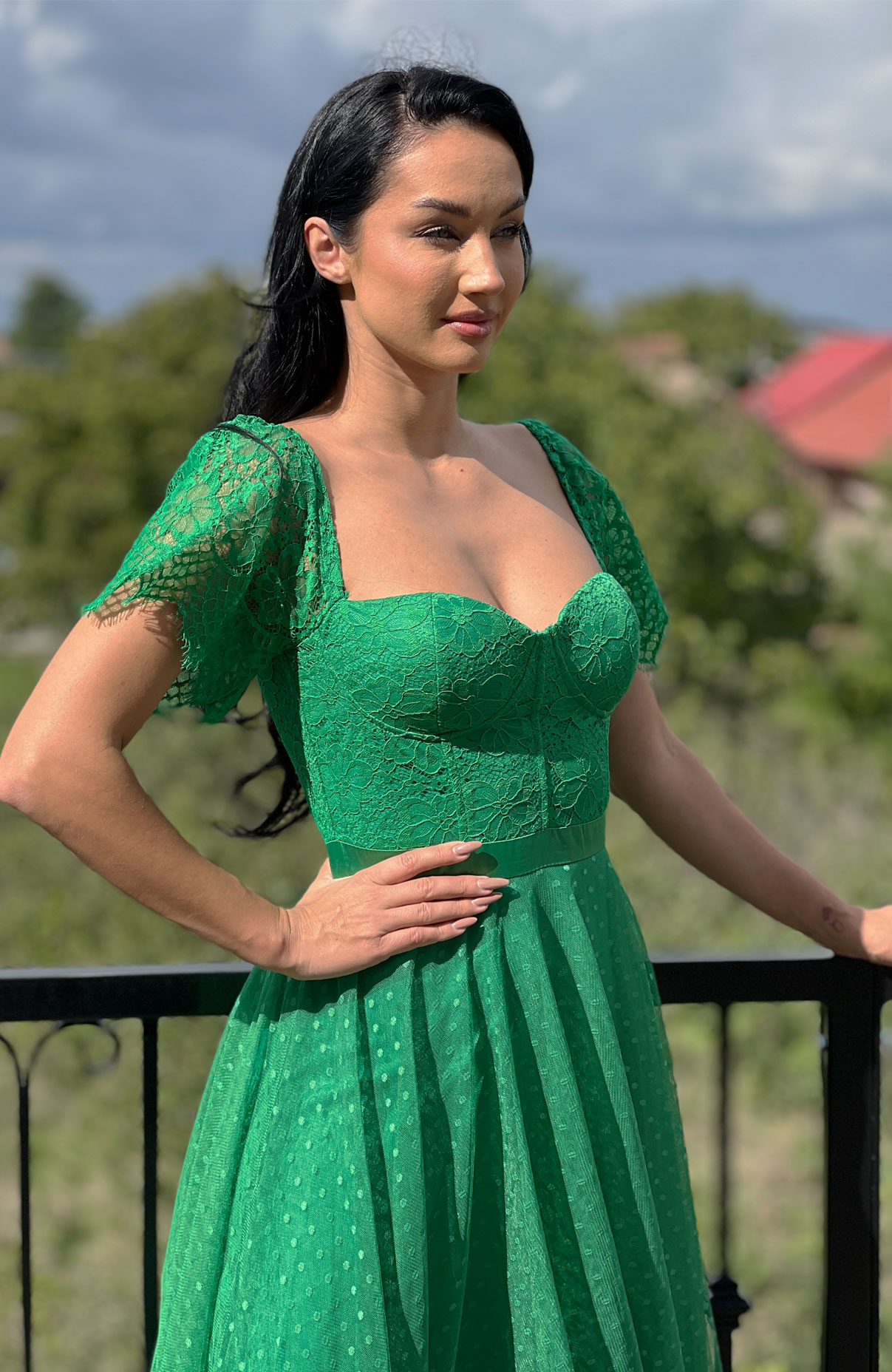Rochie din tull si dantela midi 5