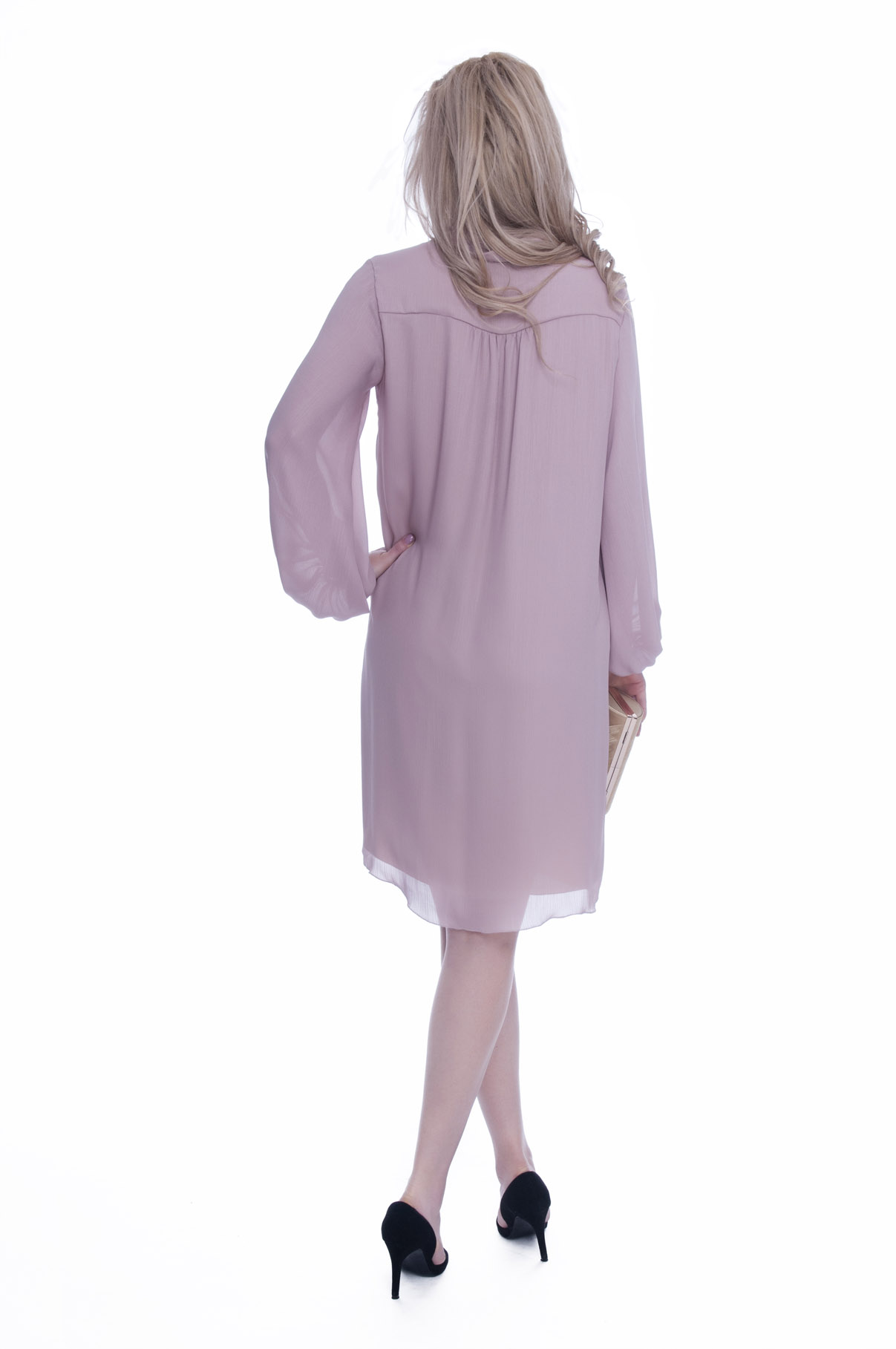 Rochie eleganta roz prafuit cu funda 5