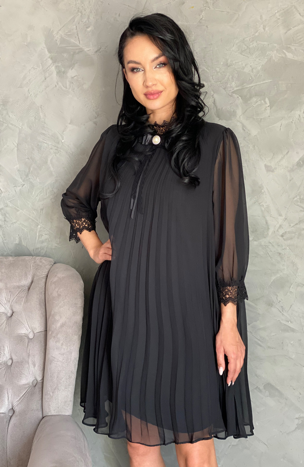 Rochie neagra eleganta vaporoasa 3