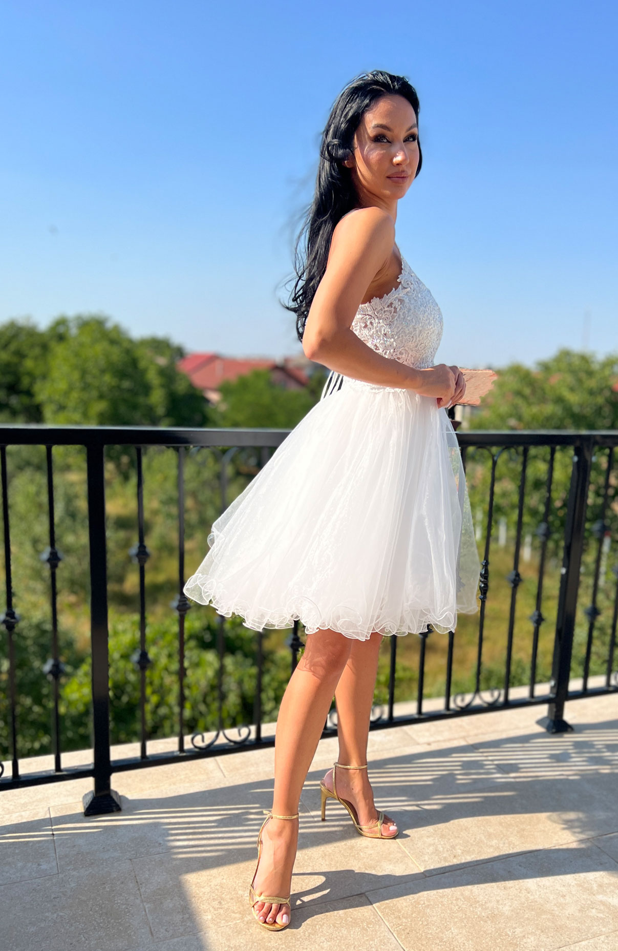 Rochie pentru cununie alba cu dantela 3