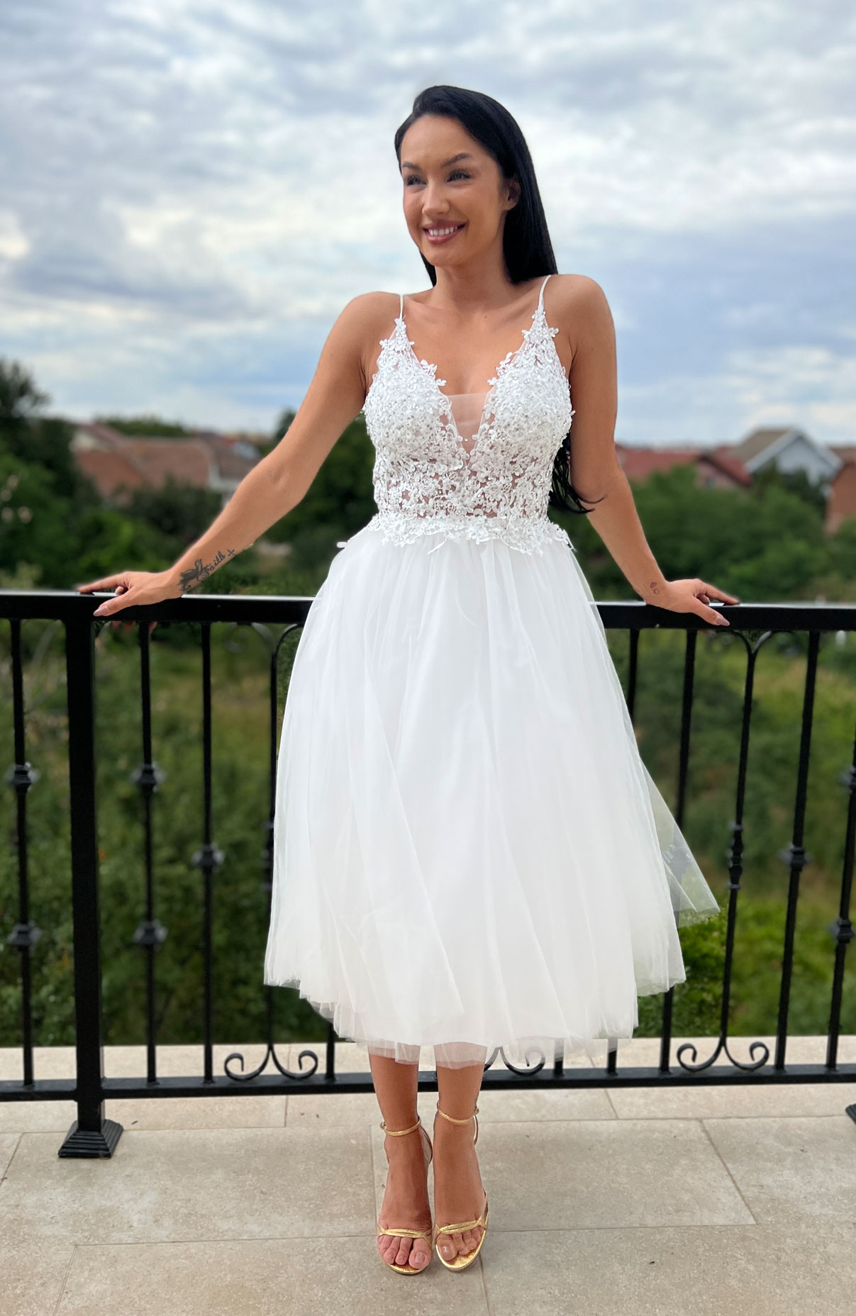 Rochie pentru cununie alba midi 2
