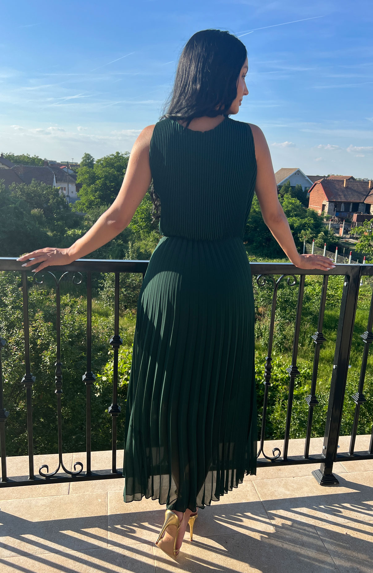 Rochie plisata eleganta fara maneci 7