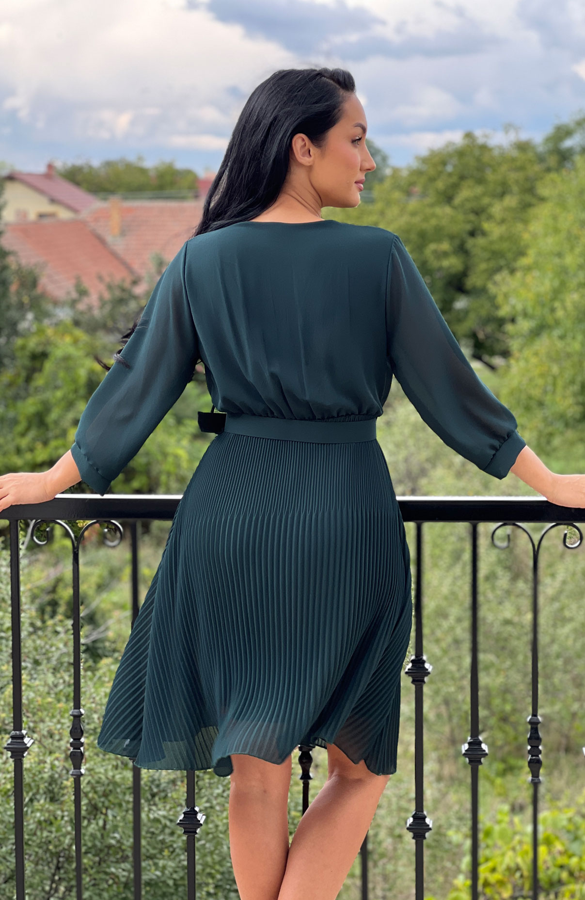 Rochie plisata midi cu curea 3