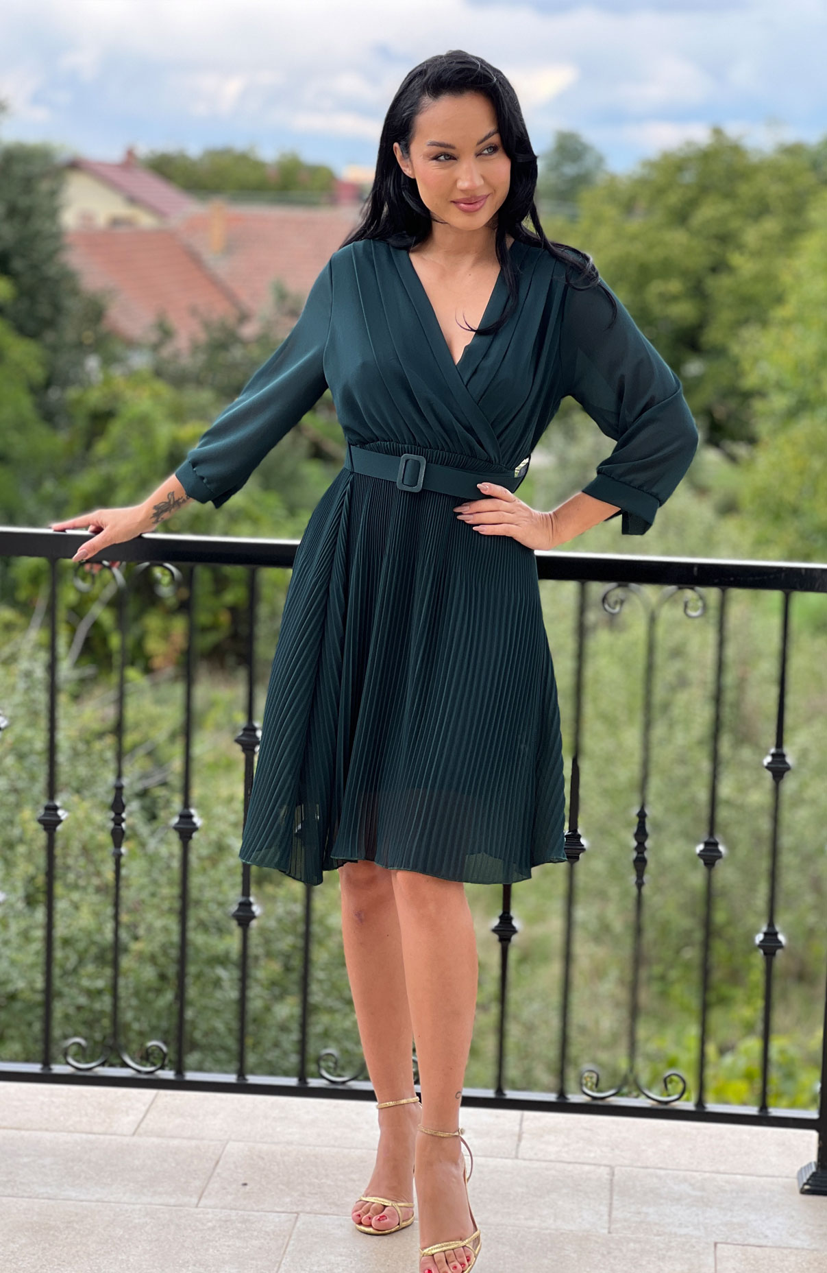 Rochie plisata midi cu curea 2
